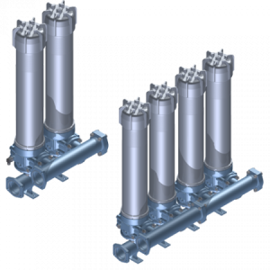  In-line simplex or modular filter, from 2 to 6 heads working pressure 25 bar (363 psi) flow rates up to 3000 l/min. (LMP 952-954)